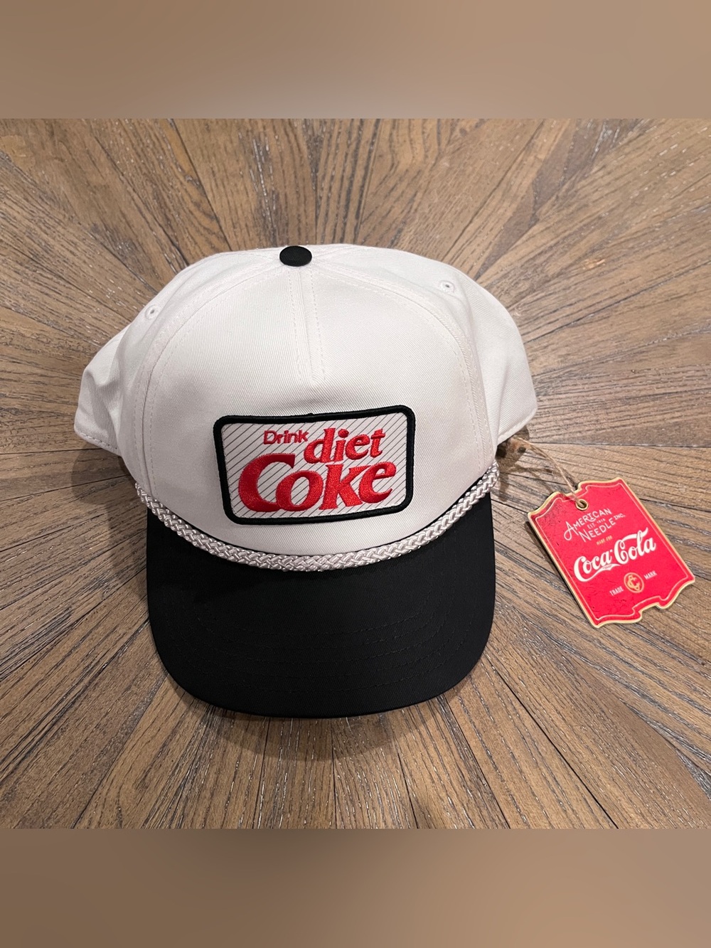 American Needle White Black Cotton Diet Coke Snapback Trucker Baseball Hat Cap